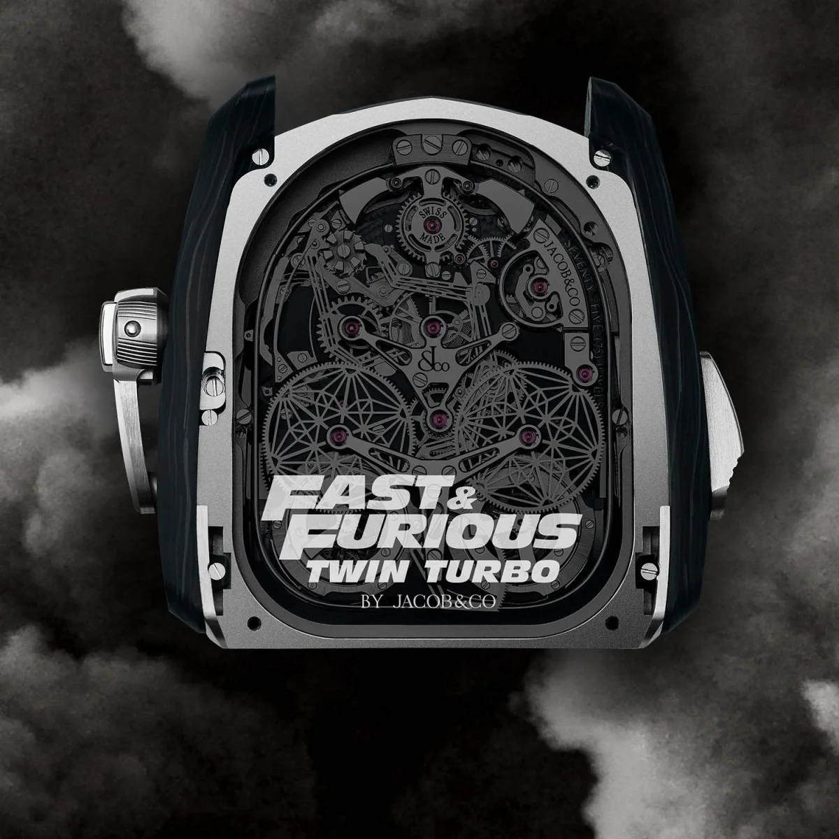 Jacob & Co. Twin Turbo Fast & Furious watch showing intricate design and features