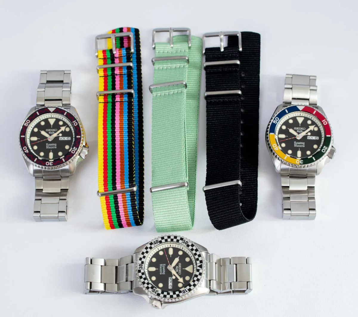 Presentation box for Seiko 5 Sports x Rowing Blazers watches.