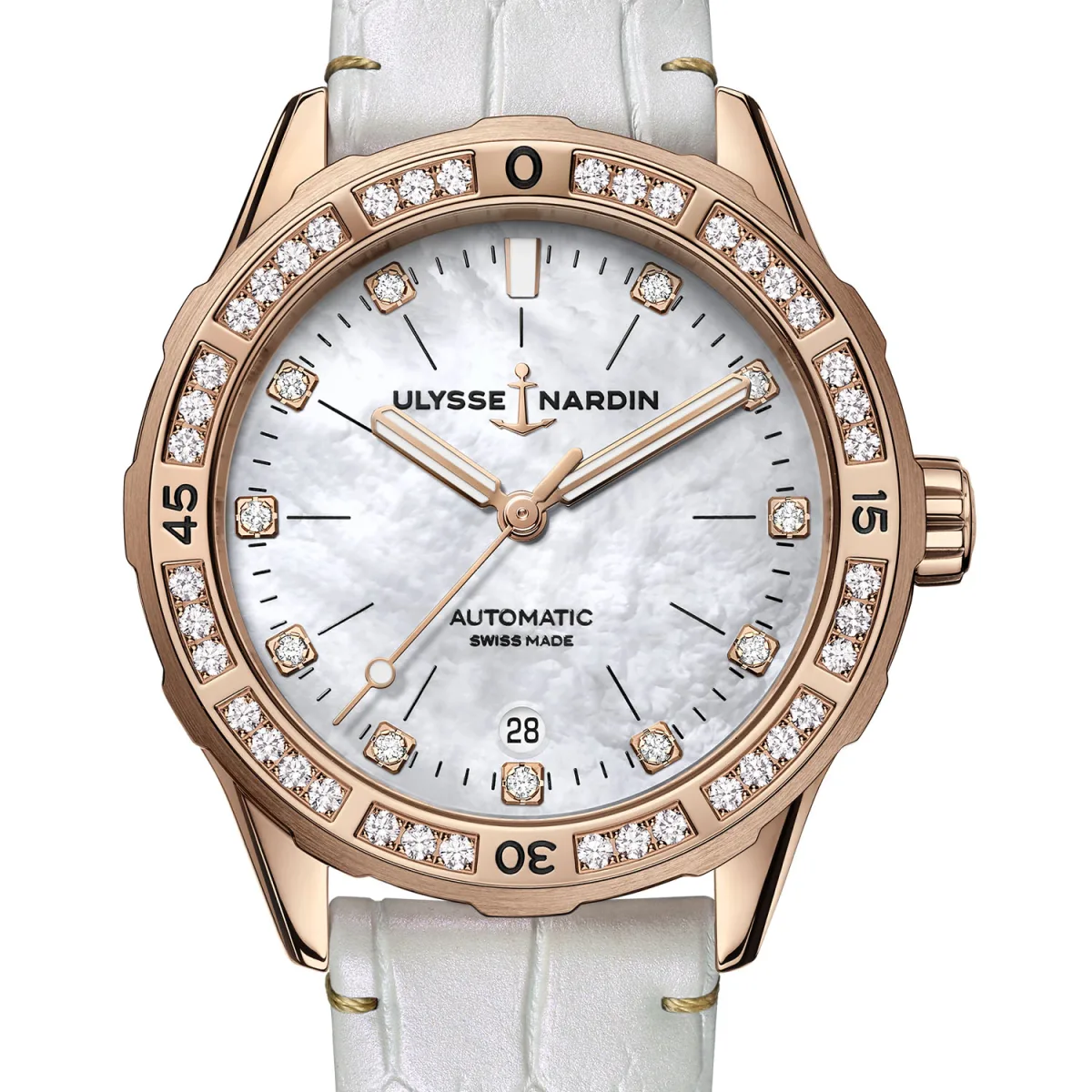 Ulysse Nardin Diver 39 mm women's watch with diamond bezel