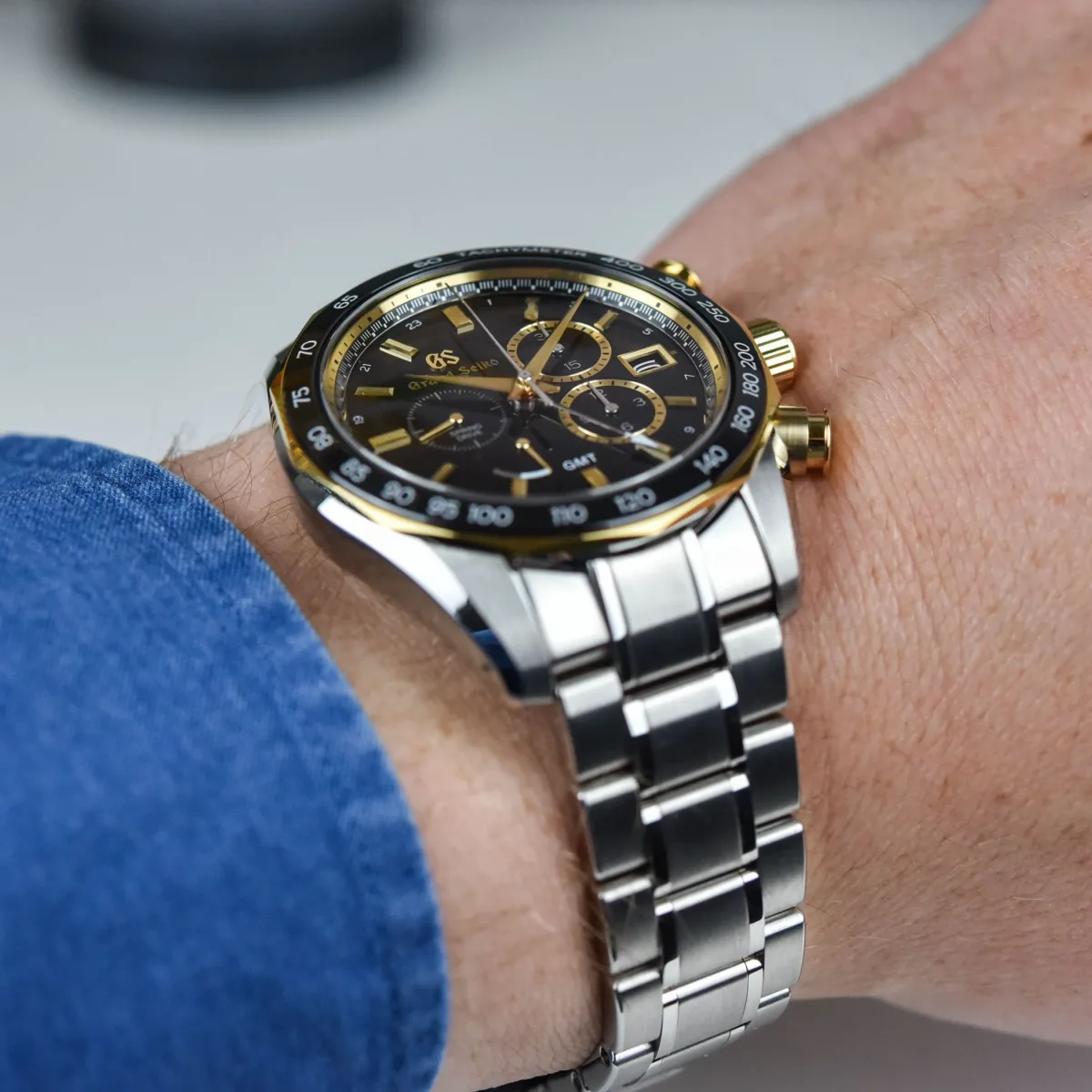 SBGC240 on wrist with steel bracelet