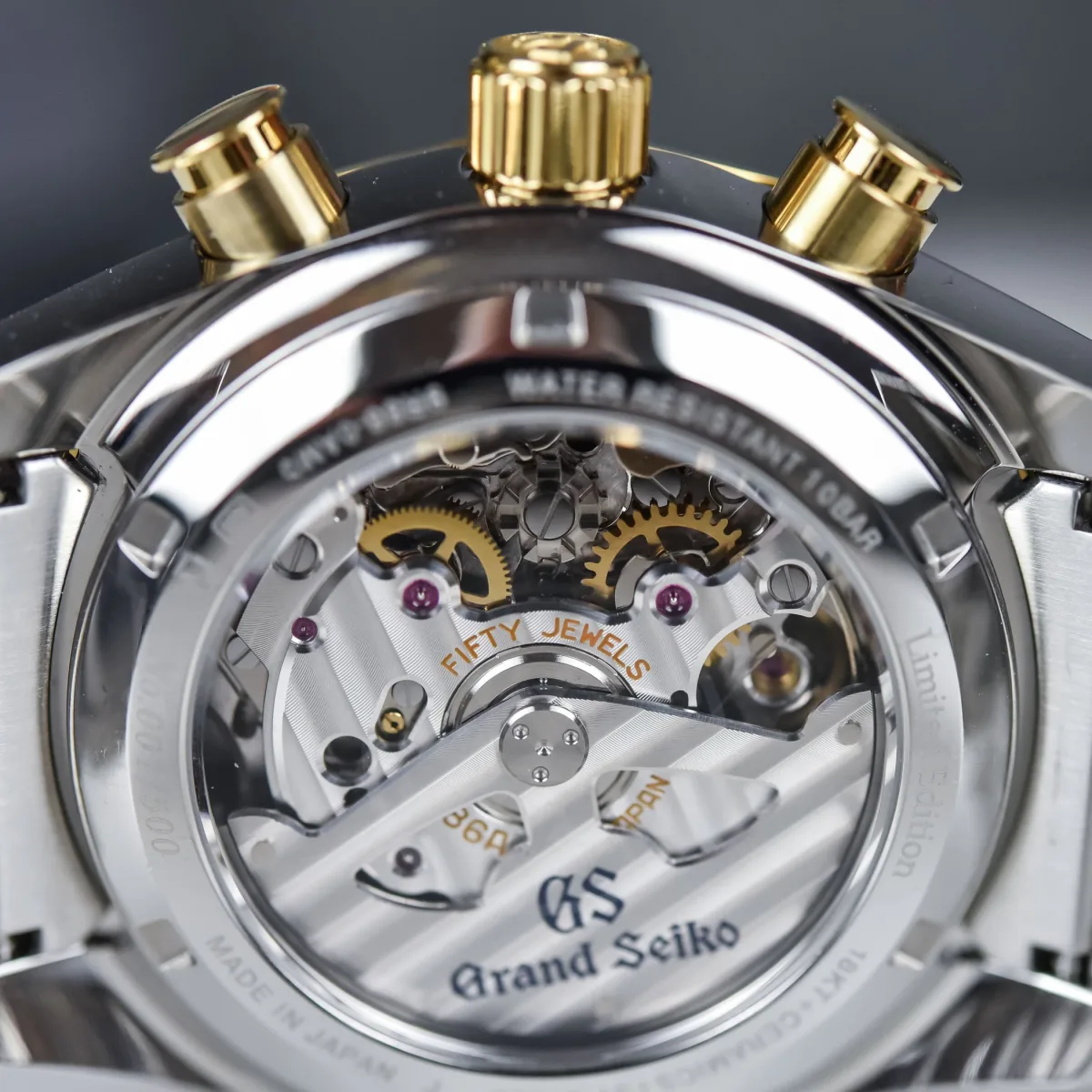 SBGC240 movement view through sapphire case back