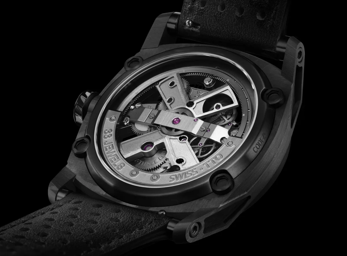 Back view showing CODE41 X41 Edition 5 sapphire case back