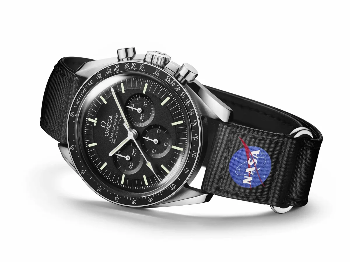 Omega Speedmaster Velcro straps in black, white, and silver