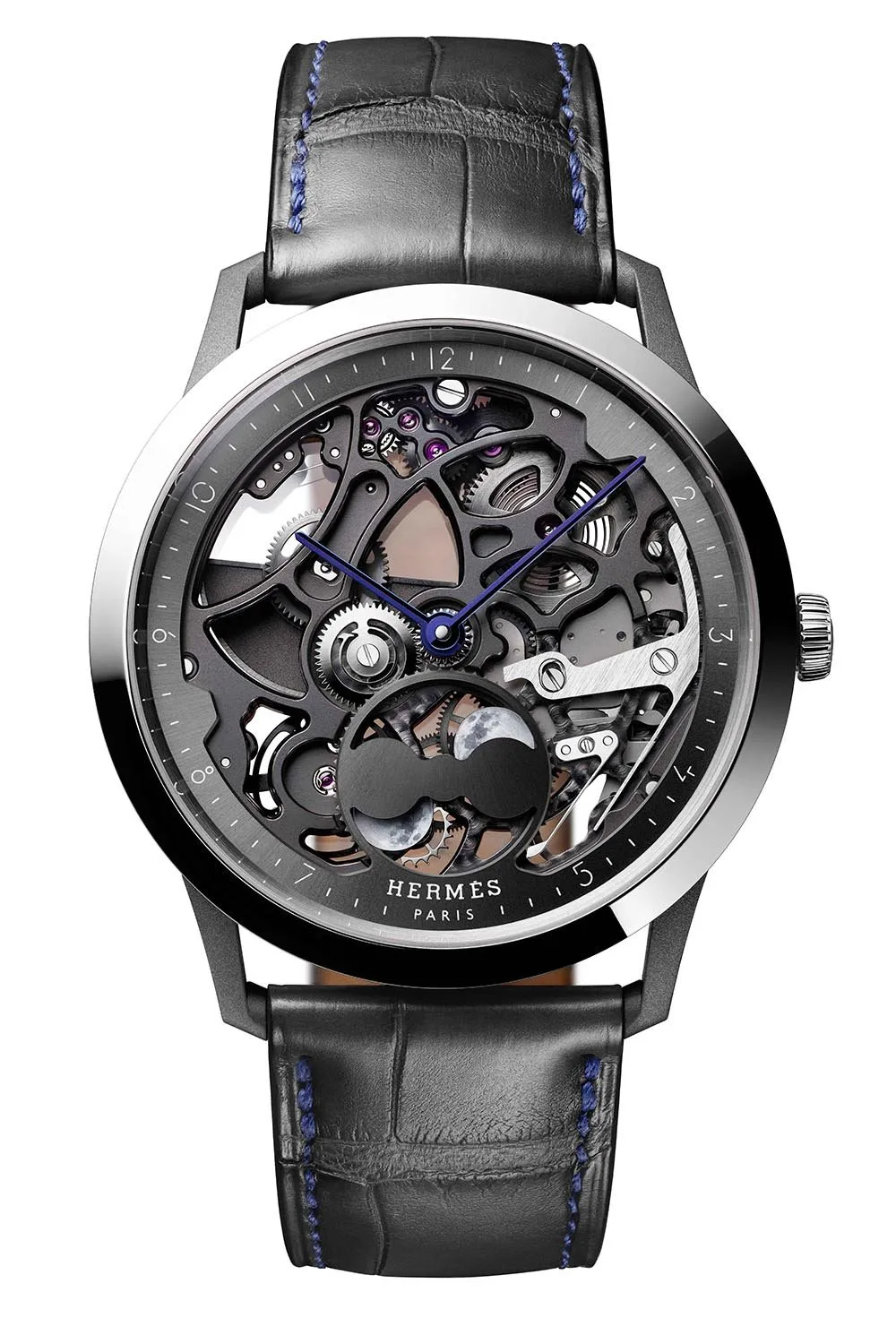 Slim d'Hermès Squelette Lune watch case and lugs