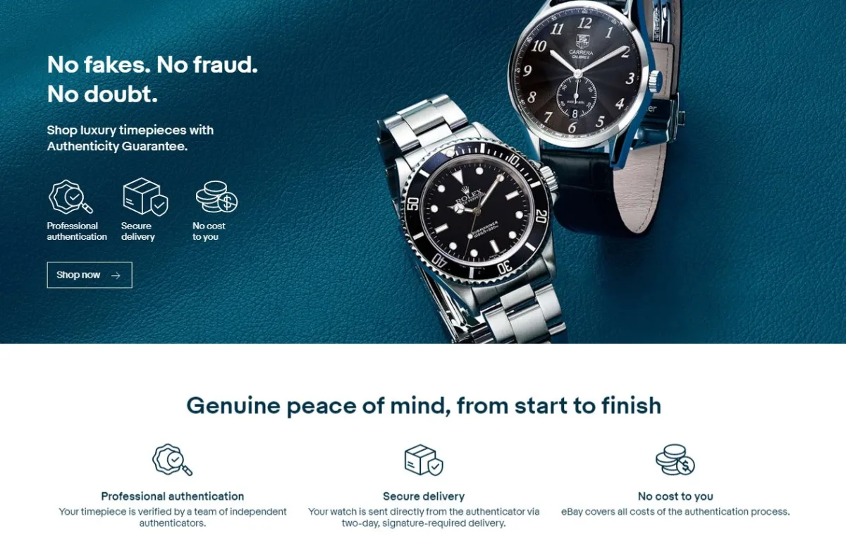 eBay Authenticity Guarantee for watches over ,000