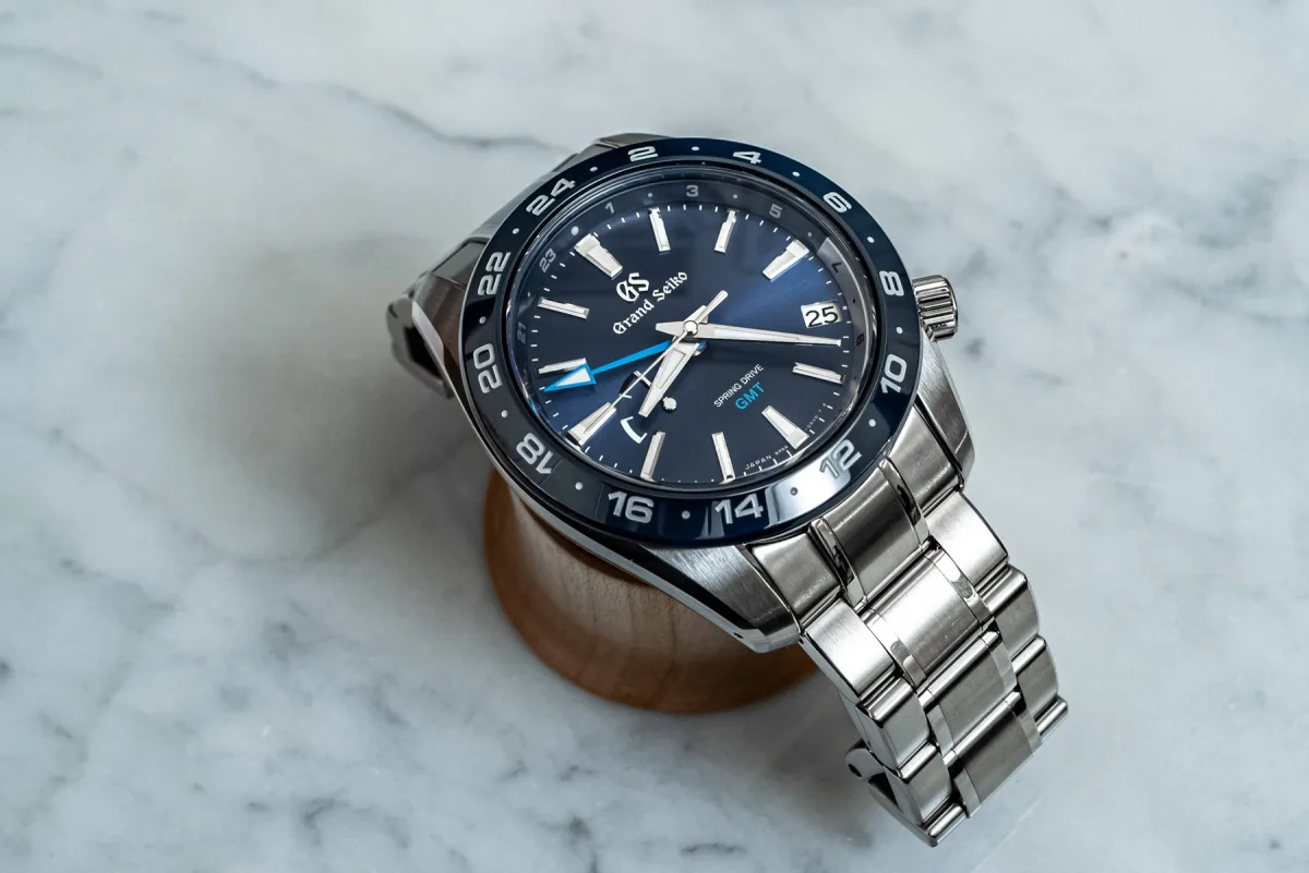 Grand Seiko SBGE255 travel watch with ceramic bezel