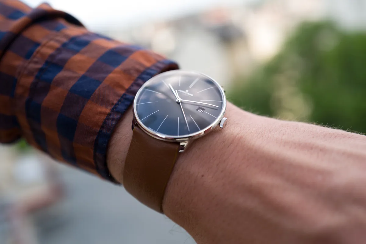 Close-up of Junghans Meister Fein Automatic dial design