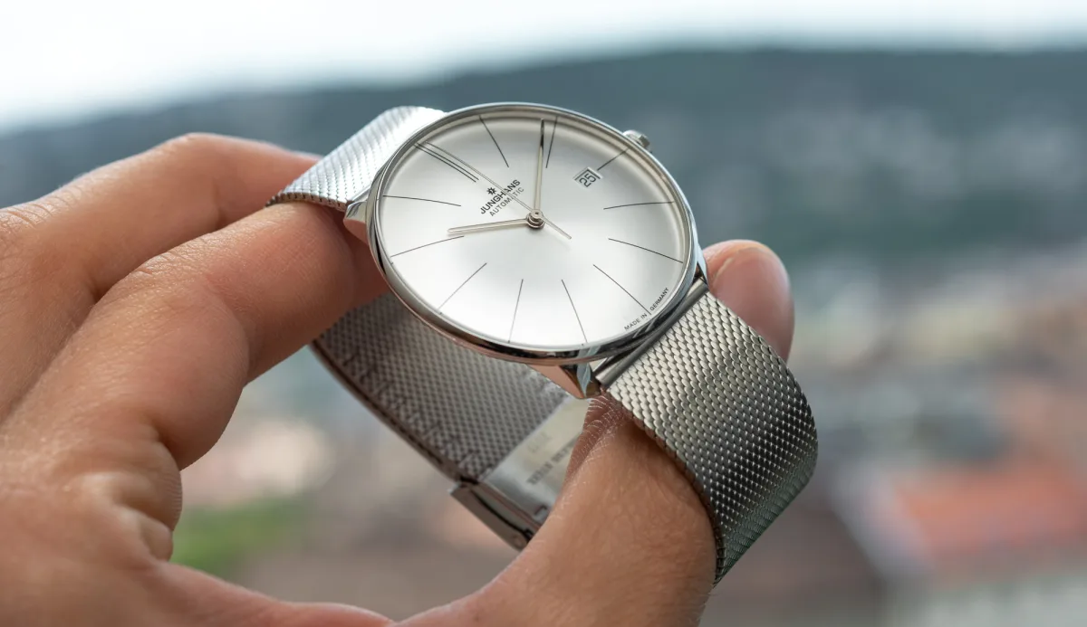 Junghans Meister Fein Automatic on Milanese mesh bracelet