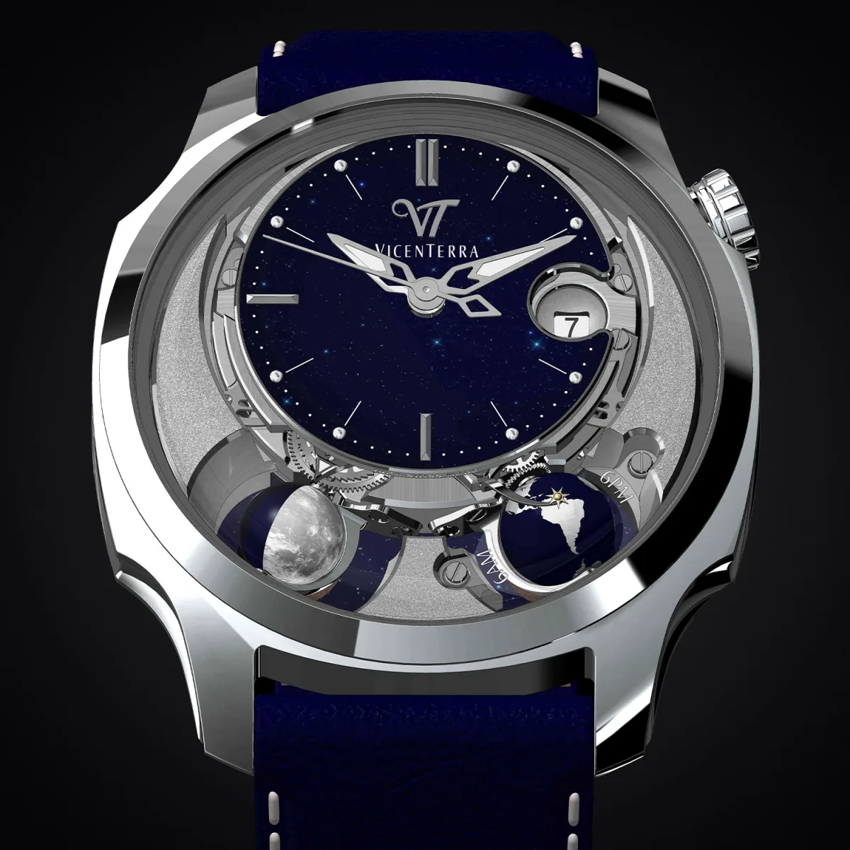 Rotating 3D Moon on Vicenterra AstroLUNA watch
