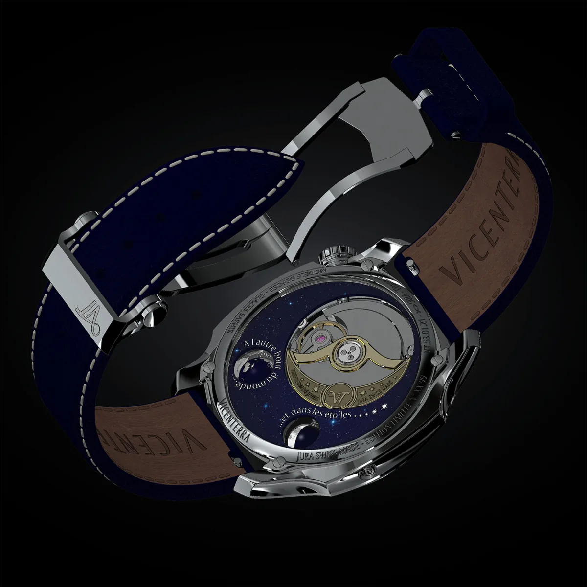 Vicenterra AstroLUNA watch movement and strap details