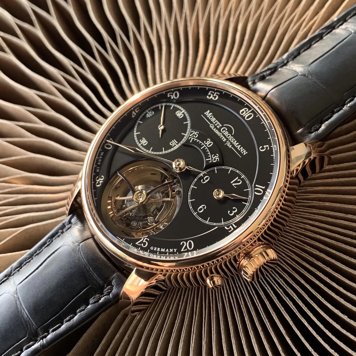 Moritz Grossmann Benu Tourbillon movement and dial