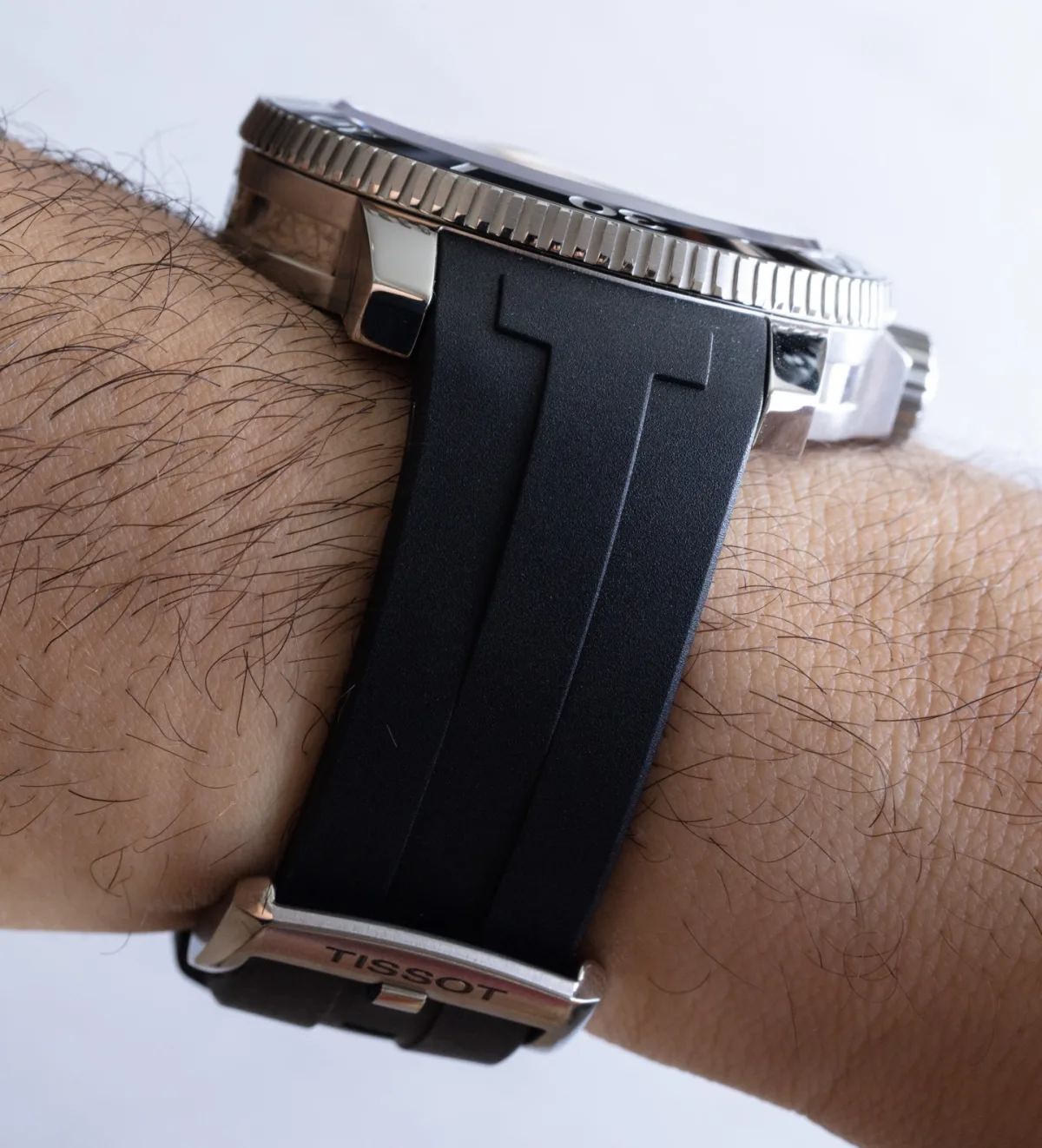 Close-up of Tissot Seastar 2000 Professional on wrist