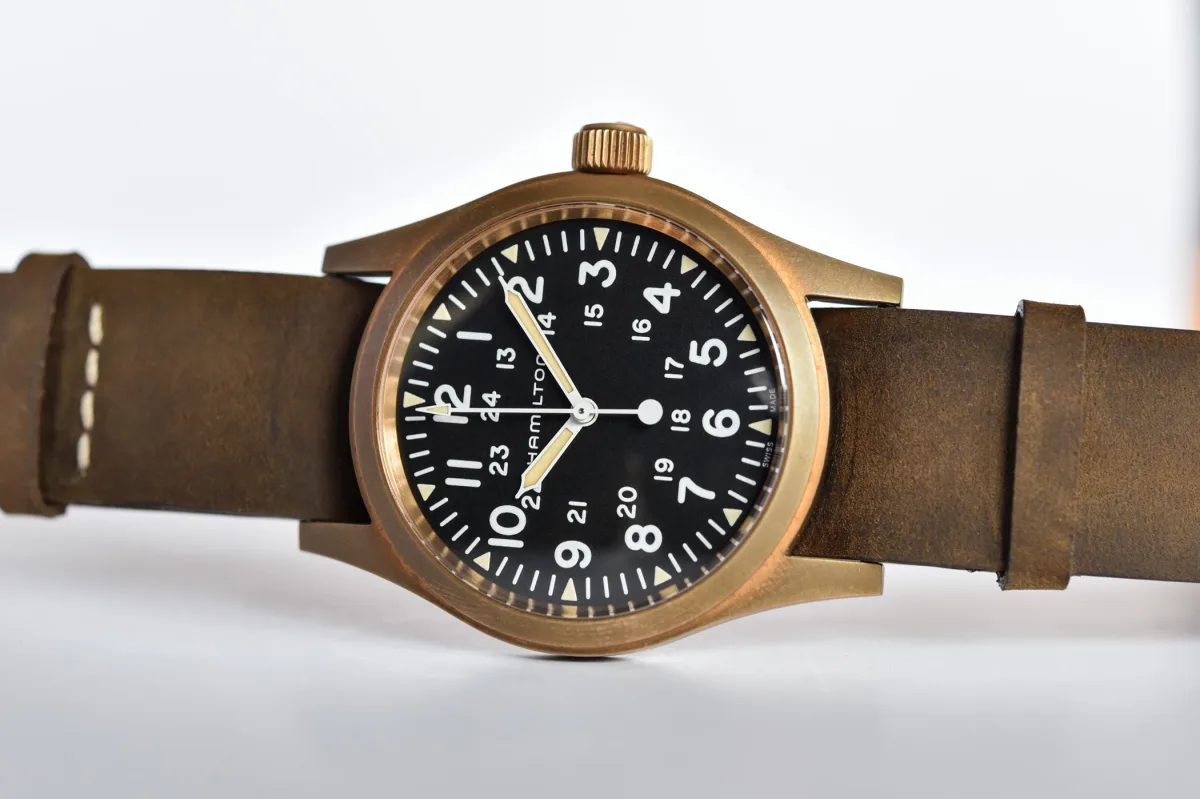 Dial view of the Hamilton Khaki Field Mechanical Bronze