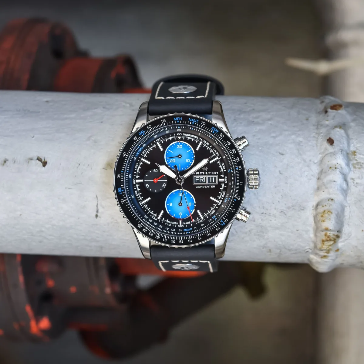 Hamilton Khaki Aviation Converter Auto Chrono Air Zermatt watch front view