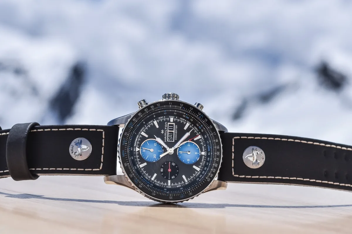 Hamilton Khaki Aviation Converter Auto Chrono Air Zermatt on leather strap