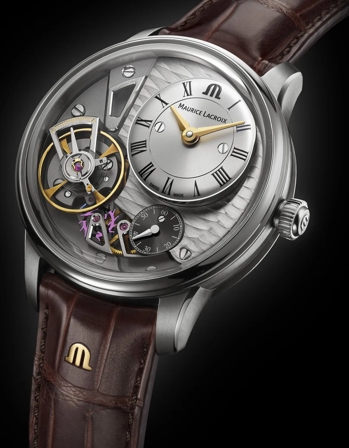 Skeletonized dial of Maurice Lacroix Masterpiece Gravity