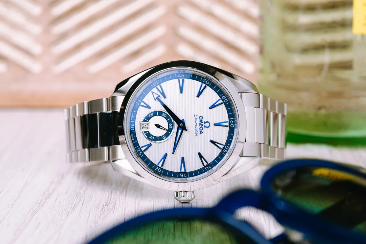 Side view of Omega Seamaster Aqua Terra watch