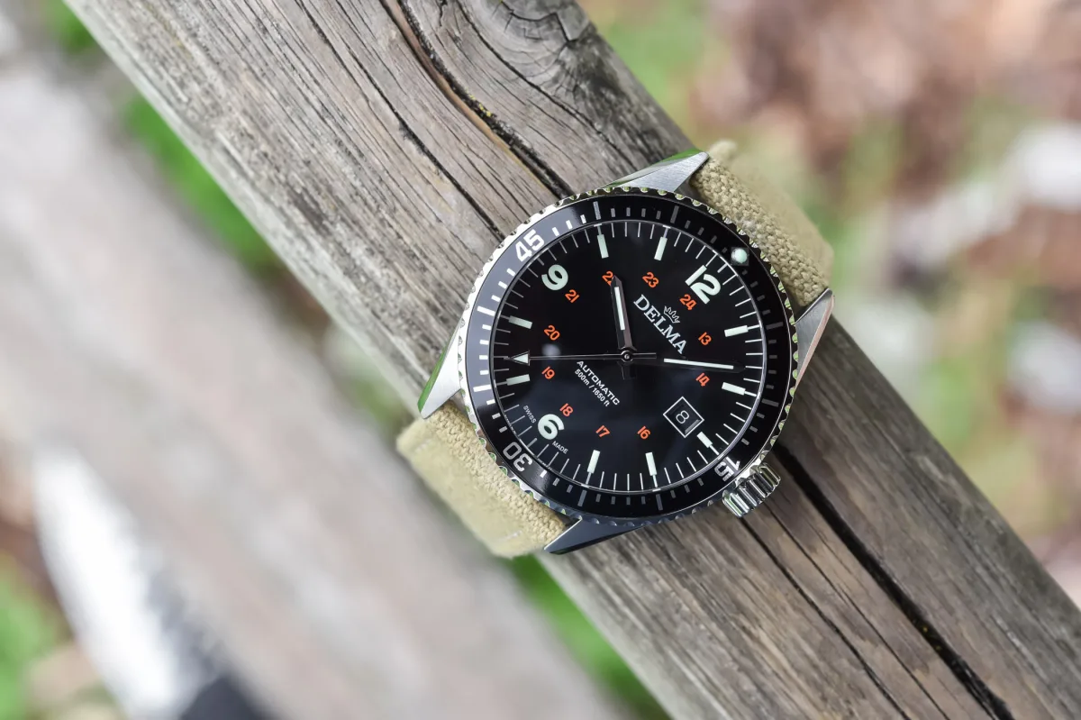 Delma Cayman Field Watch showcasing the automatic movement