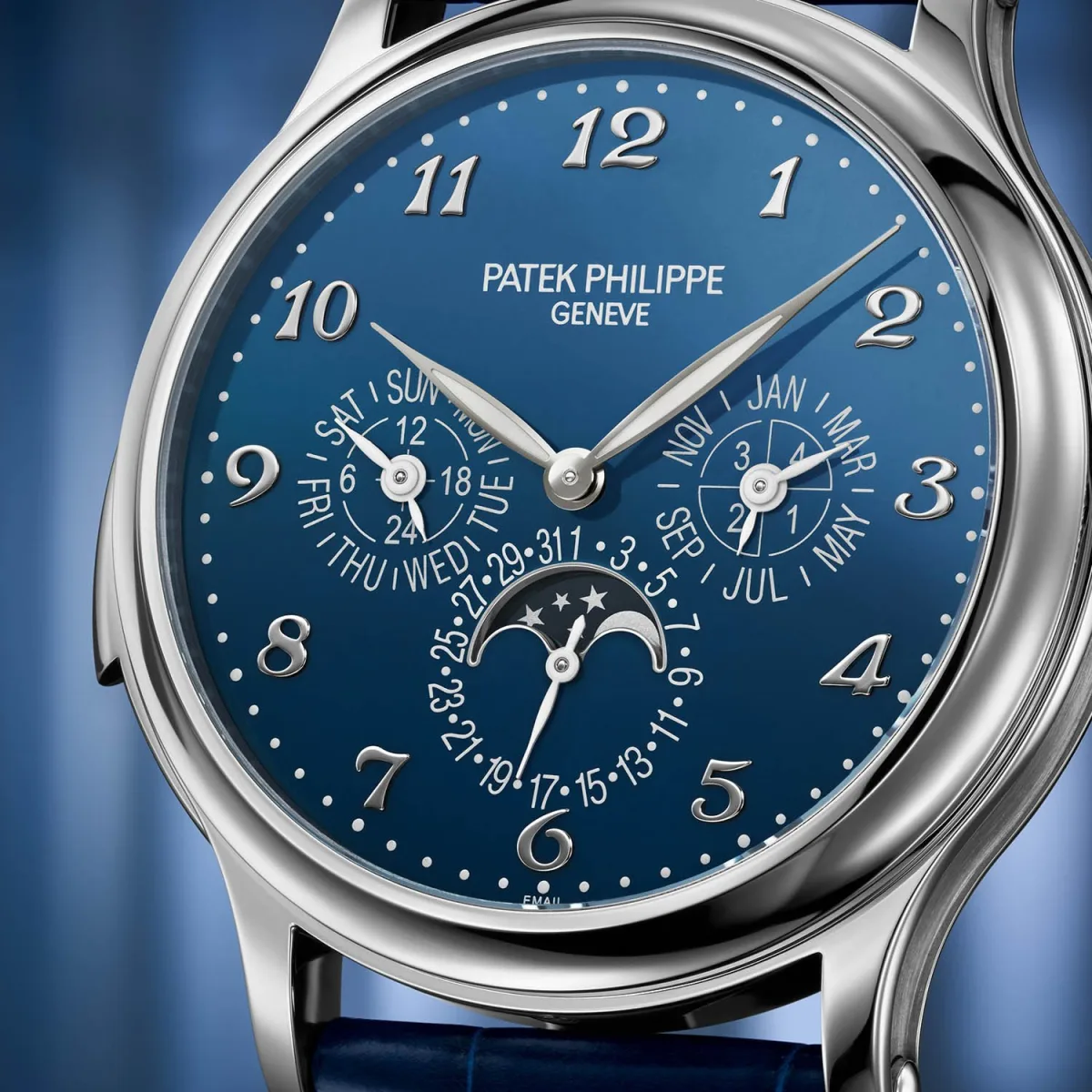 Patek Philippe Ref. 5374G-001 with blue Grand Feu enamel dial