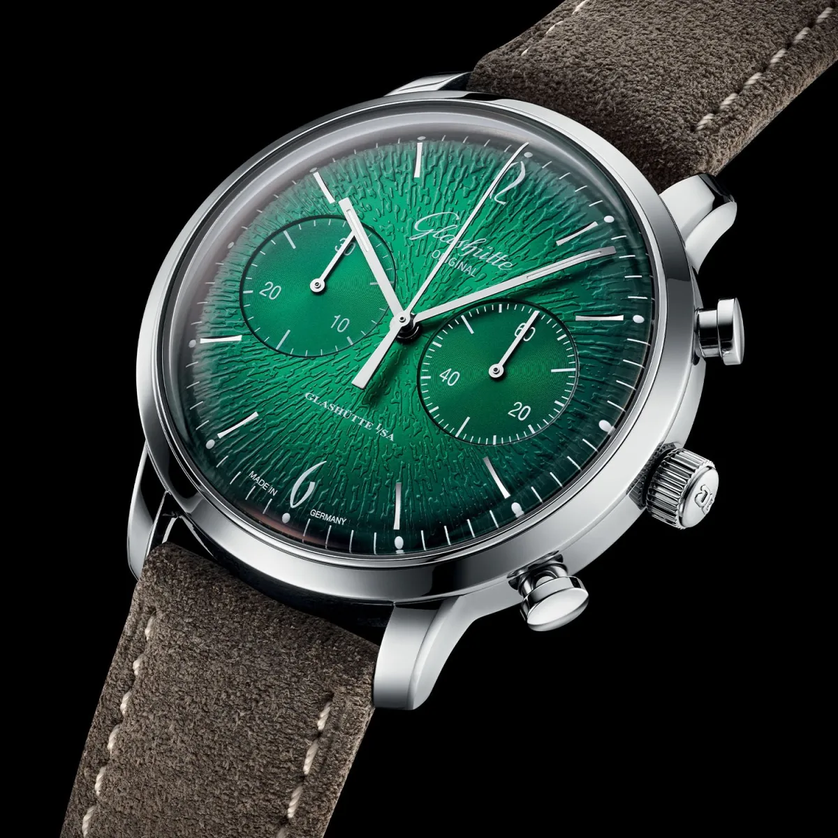 Back view showing the Glashütte Original Sixties Chronograph's movement