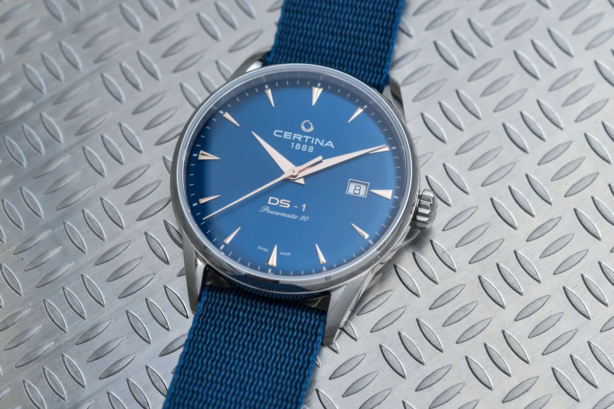 Certina DS-1 Powermatic 80 watch with dark blue dial