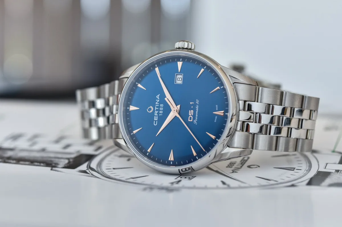 Certina DS-1 Powermatic 80 showing the side view of the case