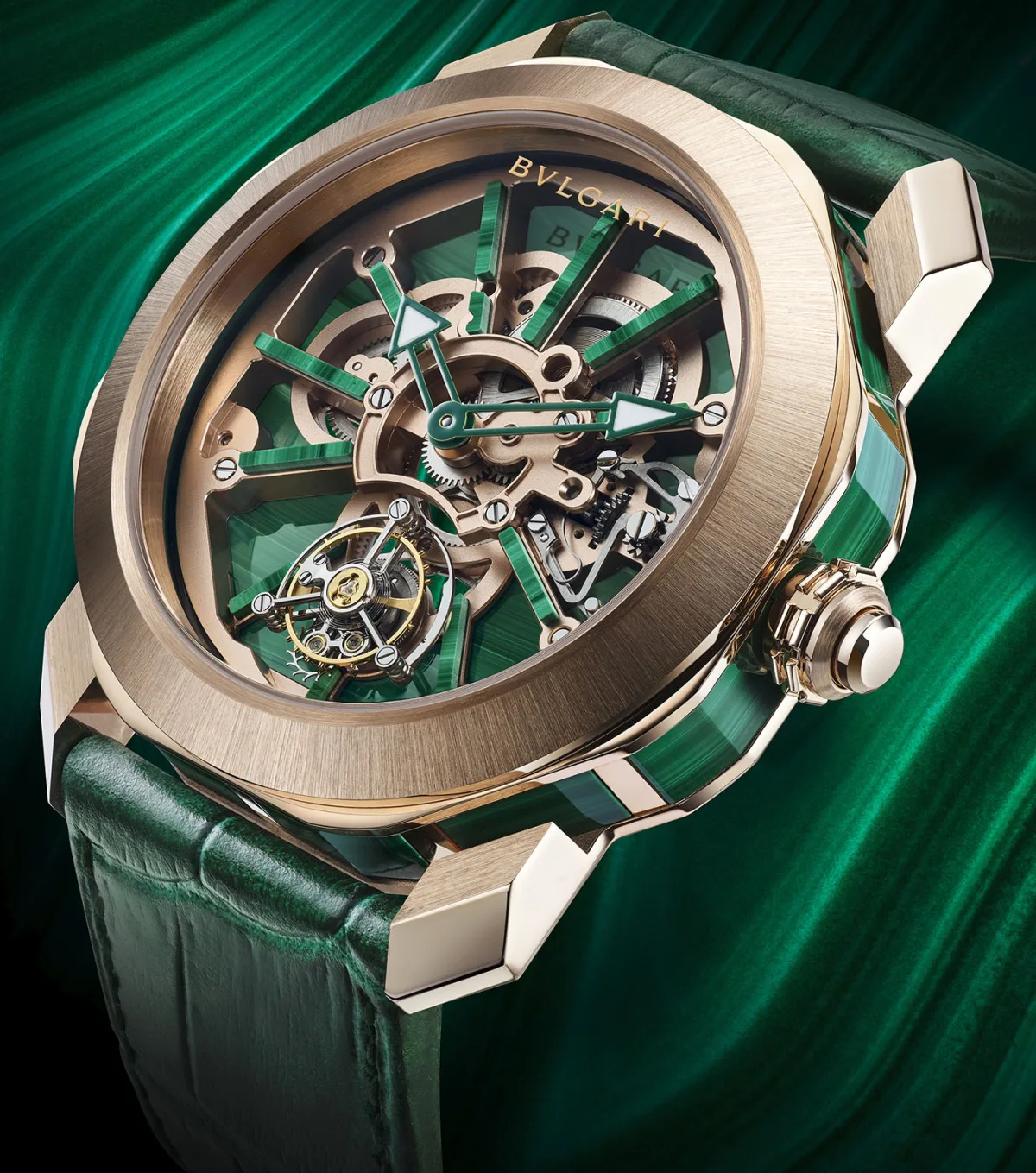 Close-up of the Octo Roma Naturalia skeletonized dial
