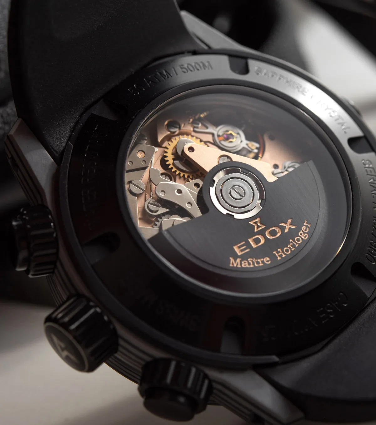 Edox CO-1 Carbon Chronograph case details