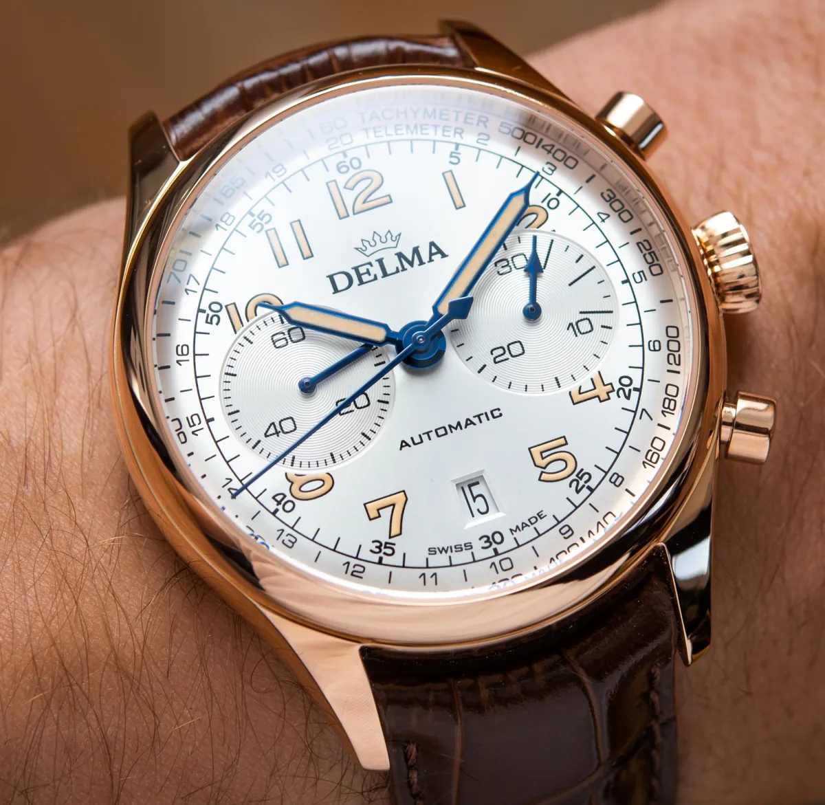 Delma Heritage Chronograph side profile