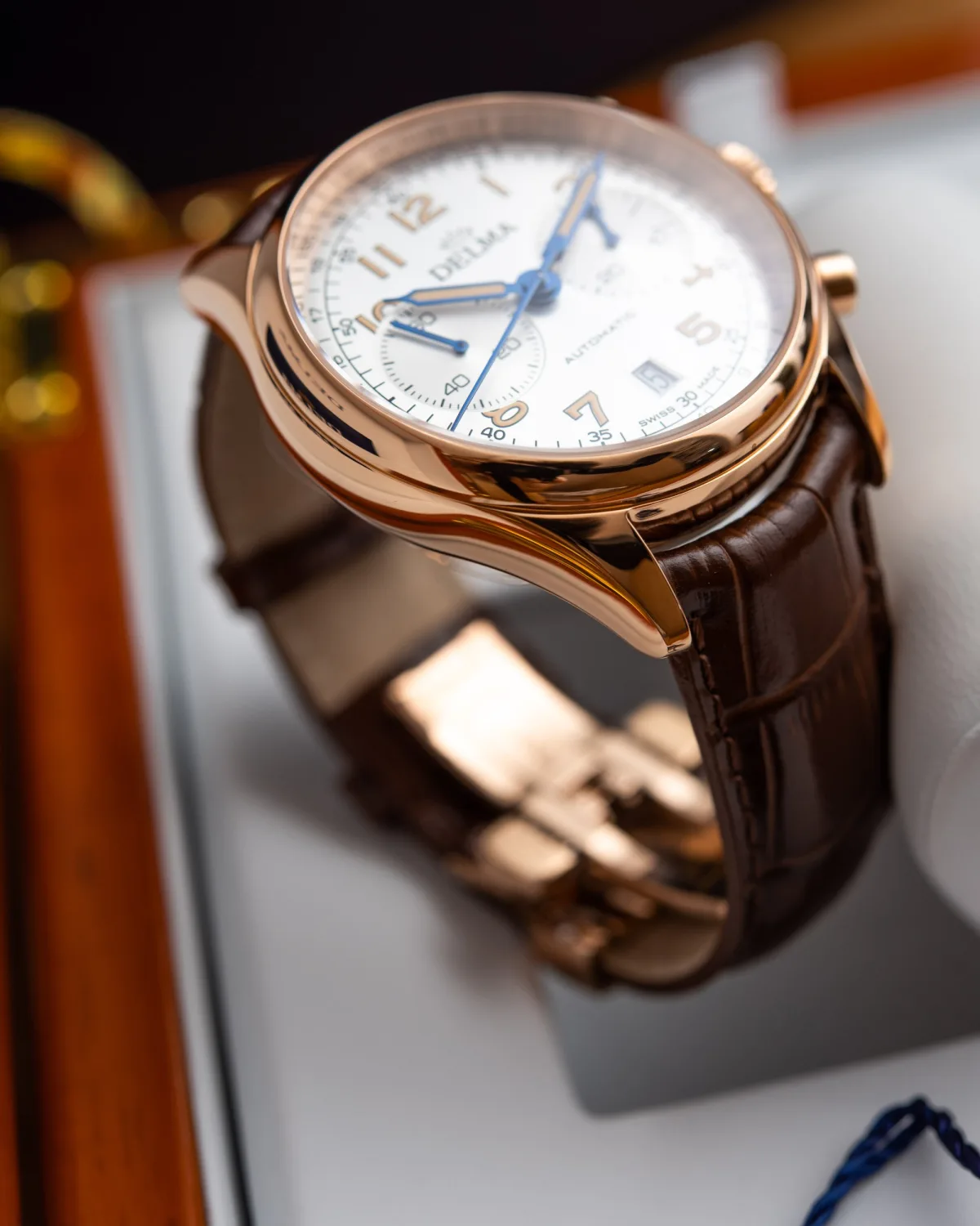 Delma Heritage Chronograph with gold PVD coating