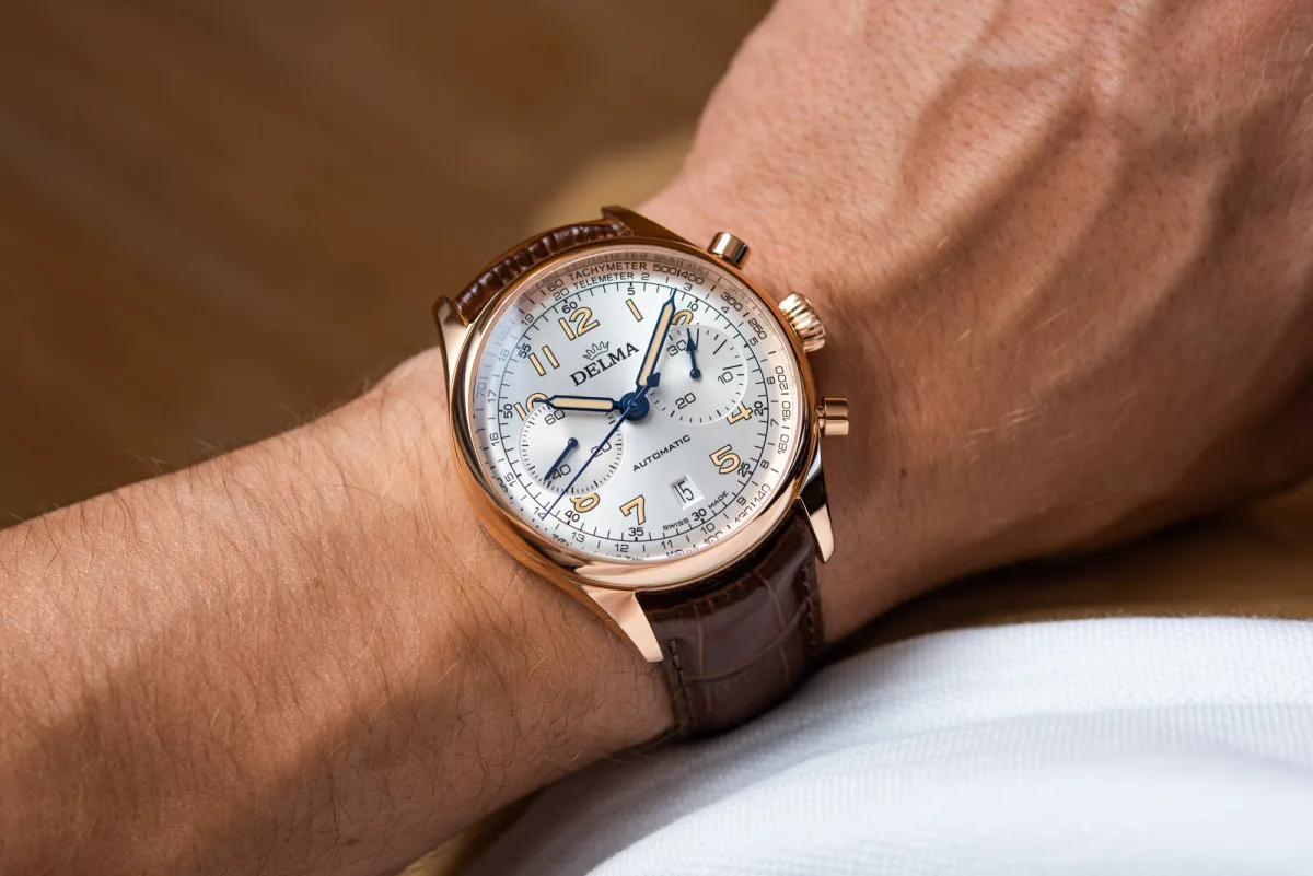 Delma Heritage Chronograph on wrist