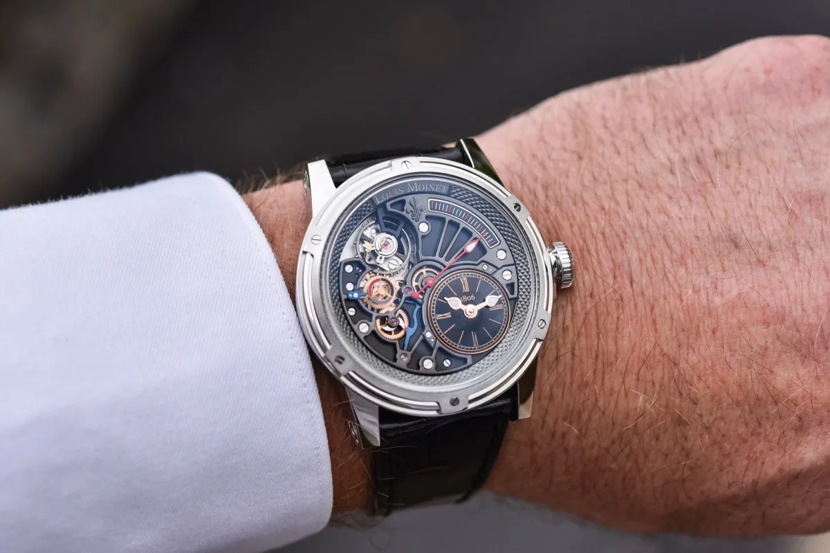 Back view of Louis Moinet Tempograph Chrome showing the movement