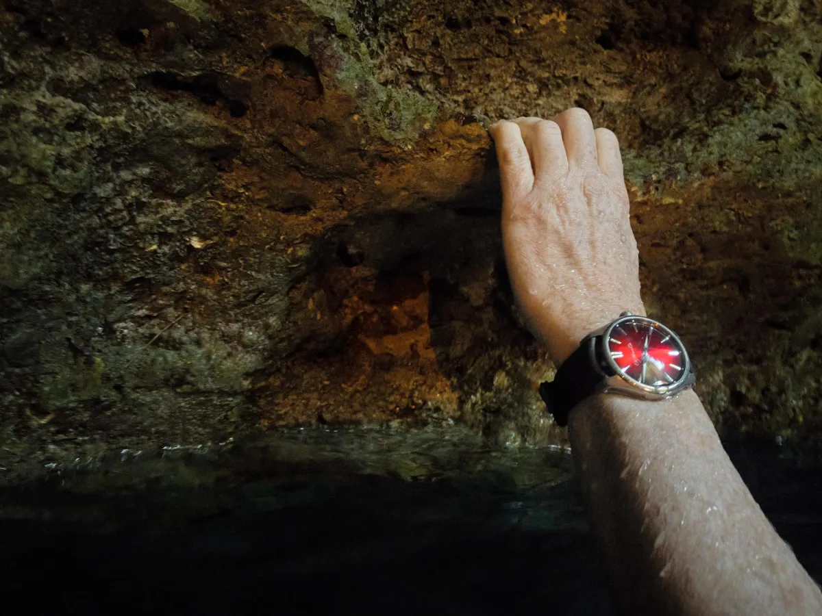 H. Moser & Cie. watch post-swim, worn casually