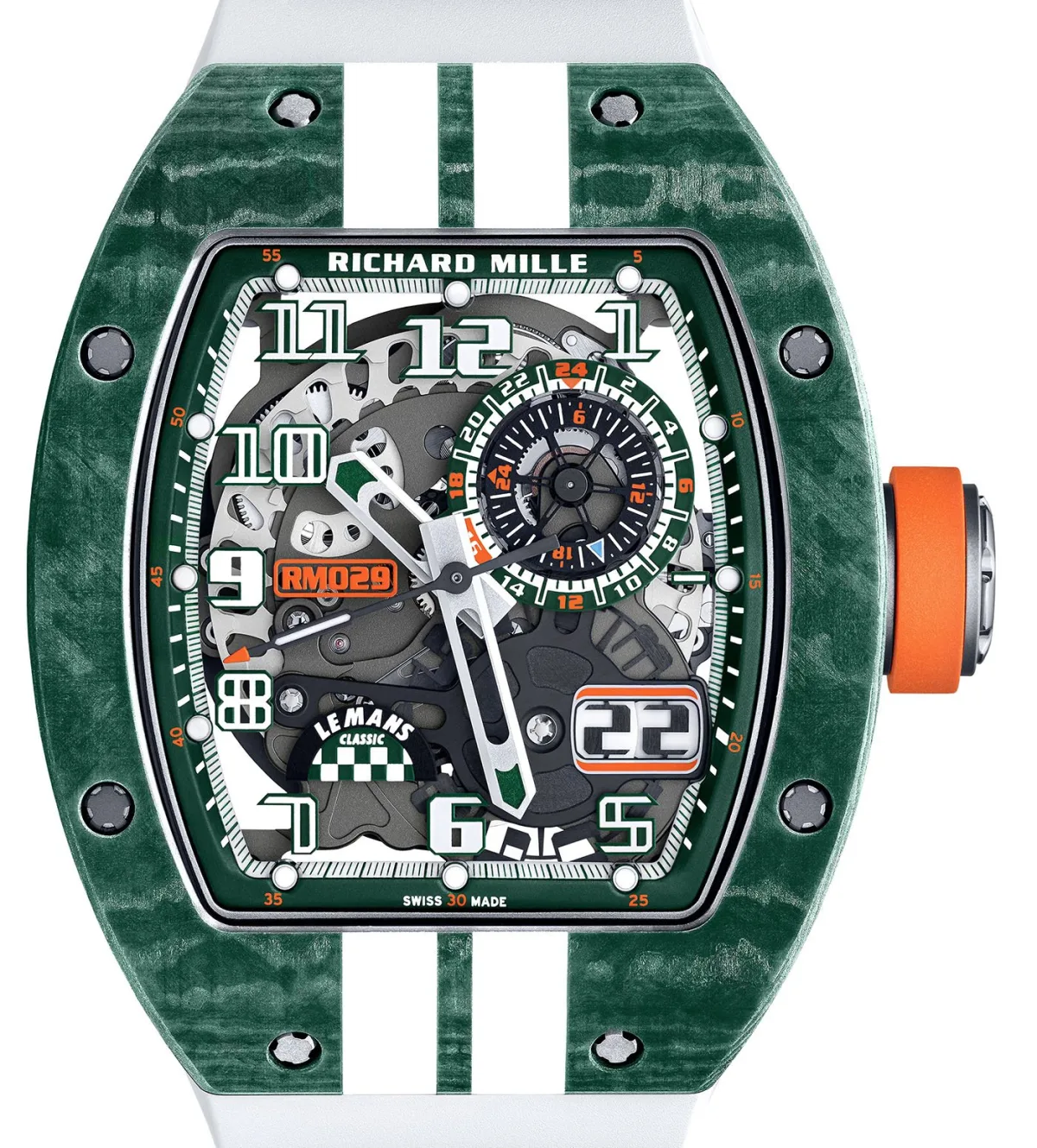 Richard Mille RM 029 Le Mans Classic dial with 24-hour subdial