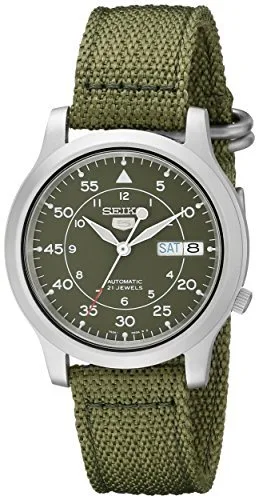 Seiko SNK805 green automatic watch with aviator-style dial