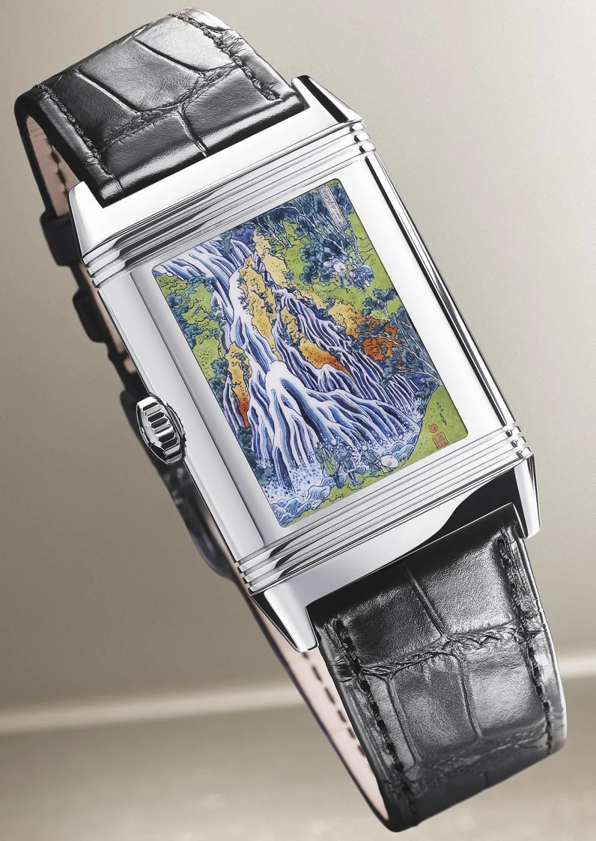 Side view of Jaeger-LeCoultre Reverso Tribute Enamel Hokusai