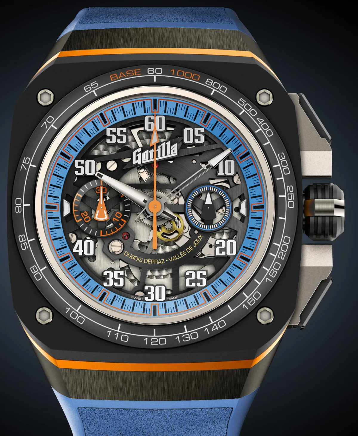 Skeletonized dial of Gorilla Fastback Thunderbolt