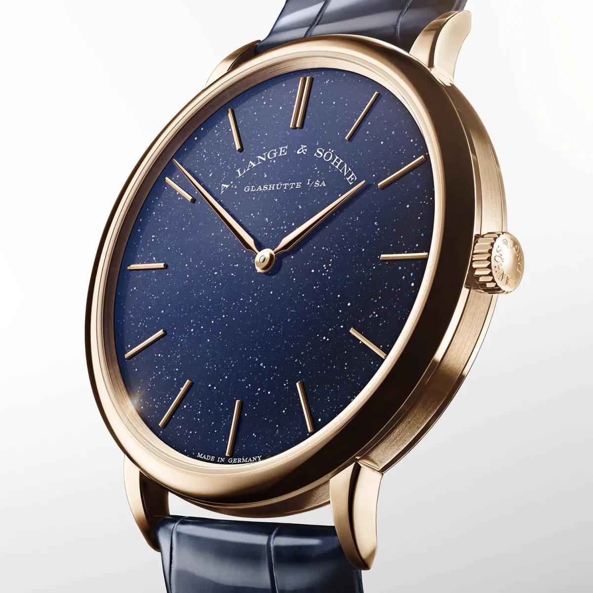 Saxonia Thin Blue Gold Flux dial detail