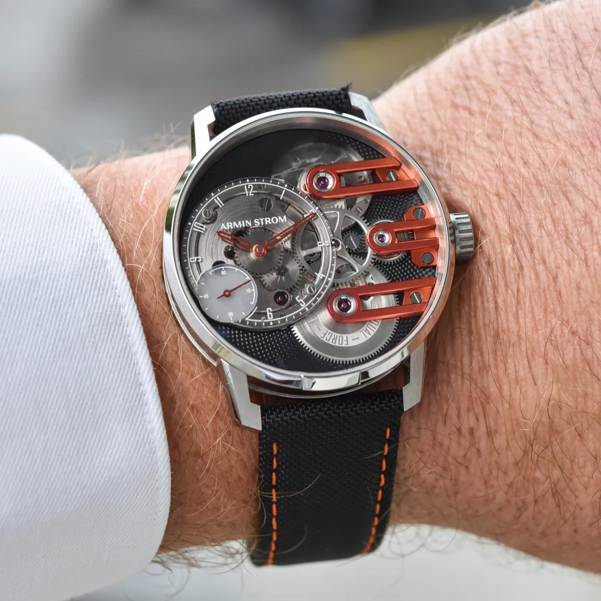 Armin Strom Gravity Equal Force watch face detail