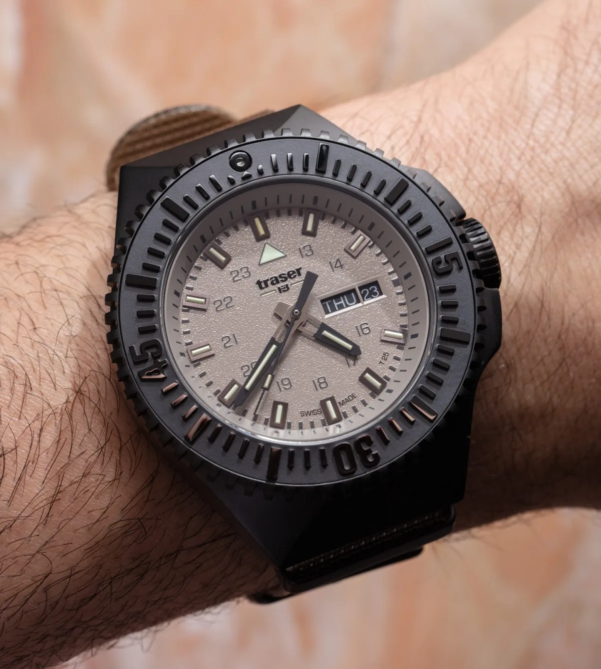 Traser P69 Black Stealth watch in military style