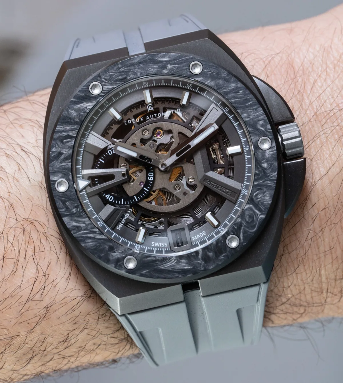 Detailed view of Creux Automatiq Ghost V3 Mono dial