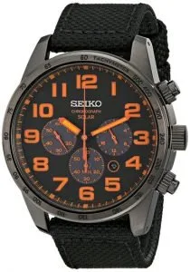 Seiko SSC233 Solar Sport watch with orange numerals
