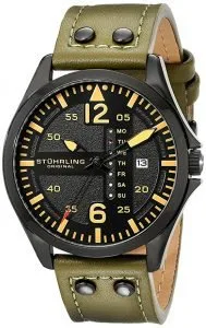 Stuhrling 699.03 Aviator watch with black dial