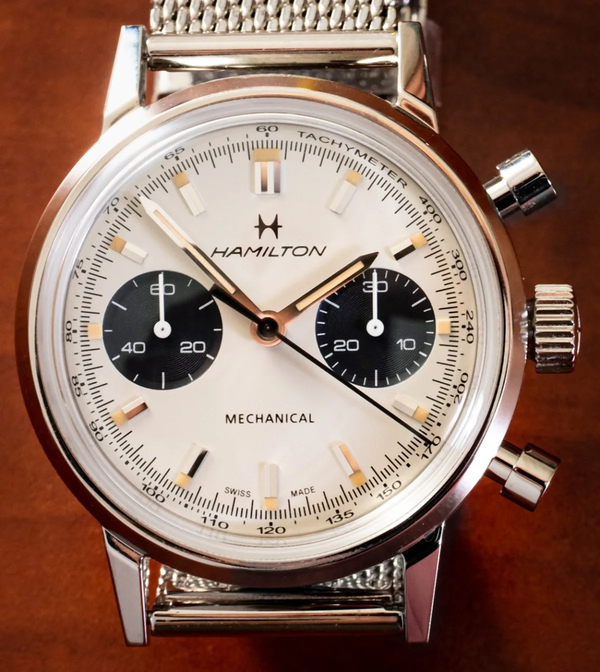 Dial of Hamilton Intra-Matic Chronograph H without date window