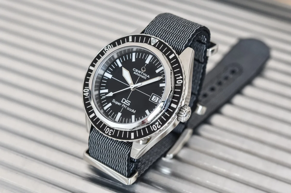 Certina DS Super PH500M with black dial and NATO strap