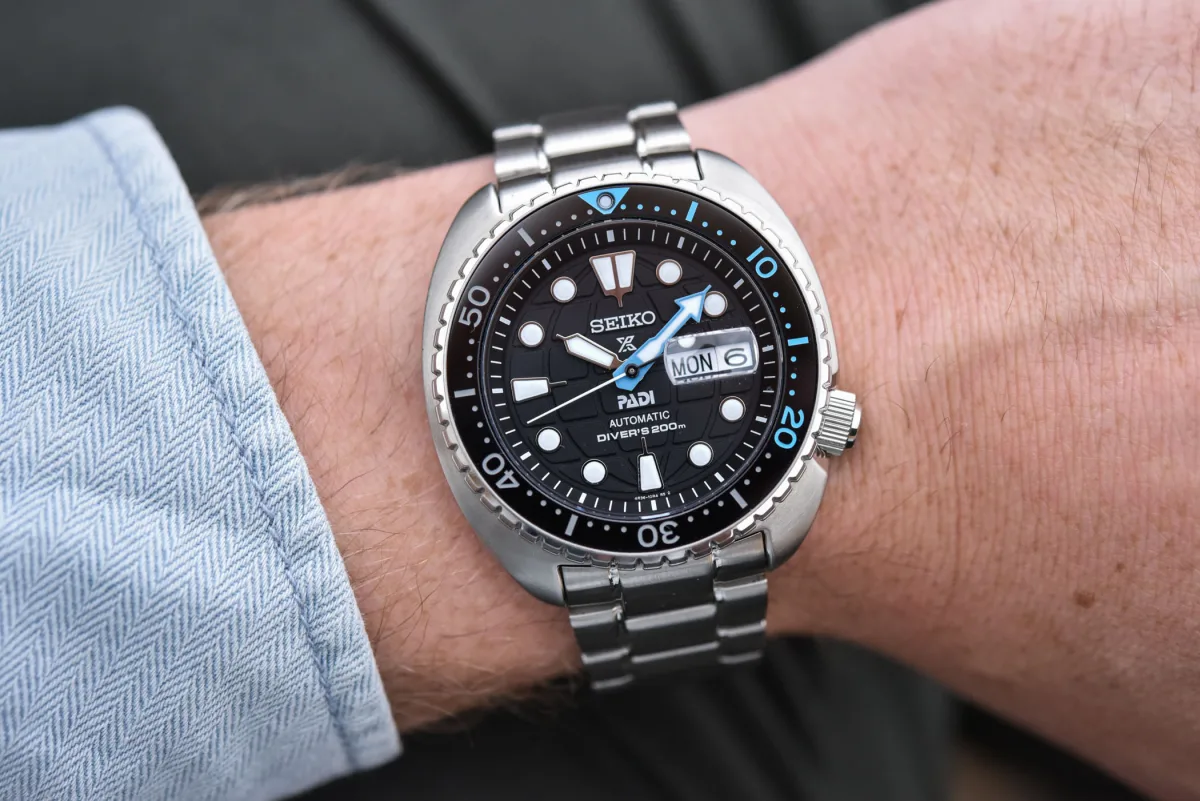 Seiko Prospex PADI King Turtle SRPG19K1 on steel bracelet