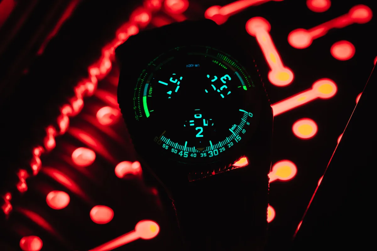 Close-up of Urwerk UR-100V P.02 display
