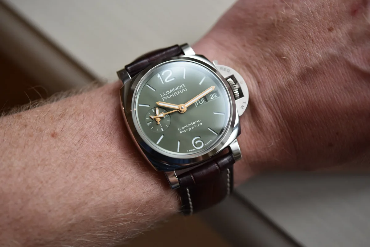 Close-up of Panerai Luminor Perpetual Calendar case material