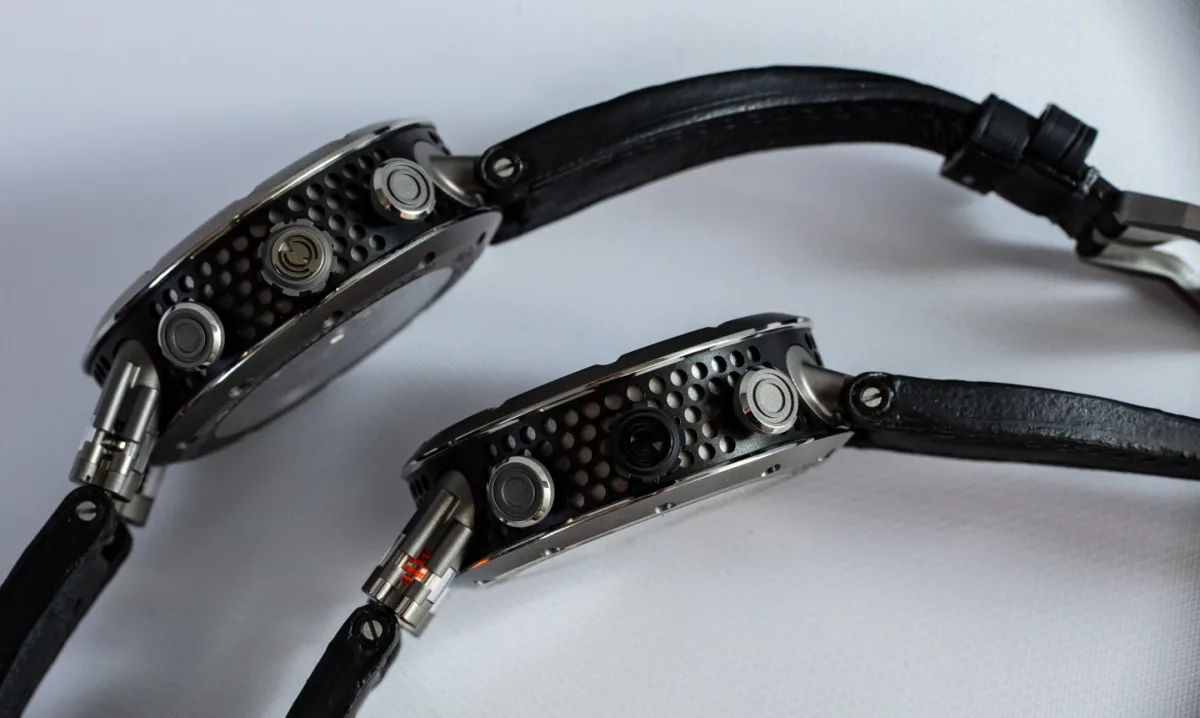 Side view of MW & Co Asset watch showing spring-loaded lugs