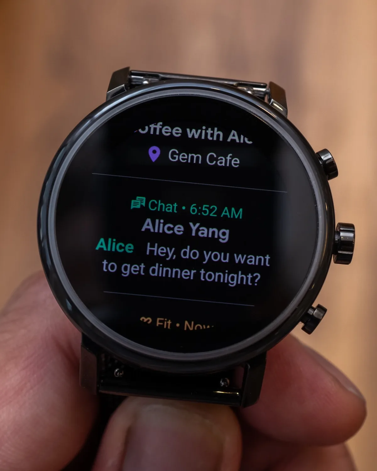 Close-up of Movado Connect 2.0 with Milanese bracelet